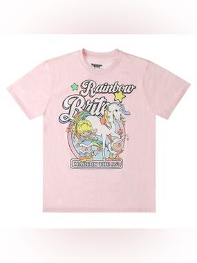 Rainbow Brite Pastel Pink Graphic Tee - Rainbow Size Large
